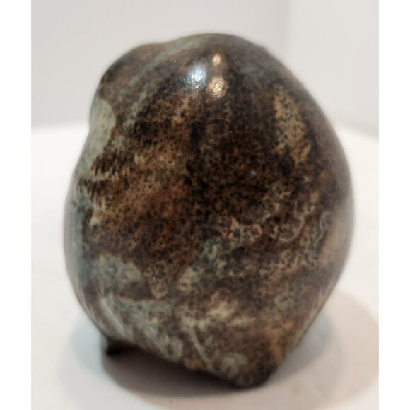 Vintage Ceramic Marbled Brown Mid-Century Modern Owlet Figurine - Picture 5 of 11